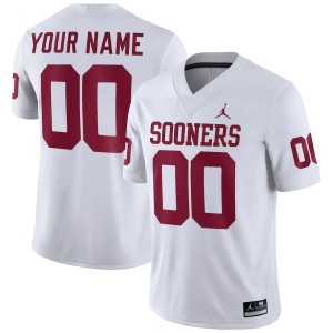 #00 Custom Oklahoma Sooners White Men Jersey Replica College Football