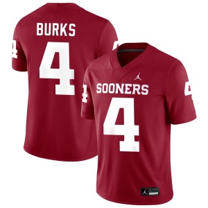 #4 Deion Burks Sooners Crimson Men's Jerseys High School College Football