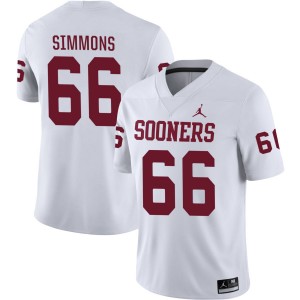 #66 Derek Simmons Oklahoma Sooners White Men Jersey Game College Football