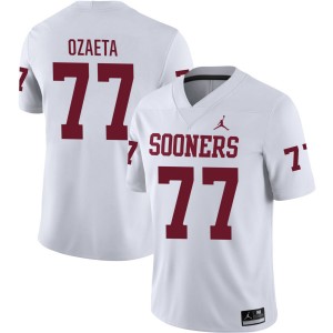 #77 Heath Ozaeta Oklahoma Sooners White Men's Jersey Stitched College Football