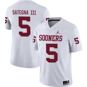 #5 Isaiah Sategna III Oklahoma Sooners White Men Jerseys Limited College Football