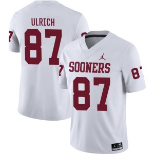 #87 Jacob Ulrich Sooners White Men's Jerseys Player College Football