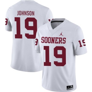 #19 Jacobe Johnson OU Sooners White Mens Jerseys 2025 College Football