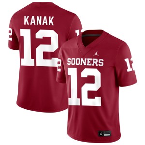#12 Jaren Kanak Boomer Sooner Crimson Mens Jerseys Official College Football