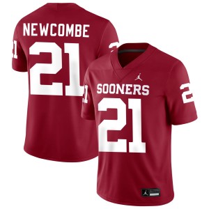 #21 Jeremiah Newcombe OU Sooners Crimson Men's Jersey Limited College Football