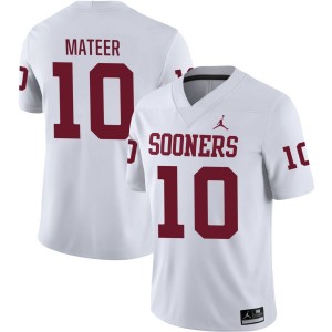 #10 John Mateer Sooners White Men Jerseys University College Football