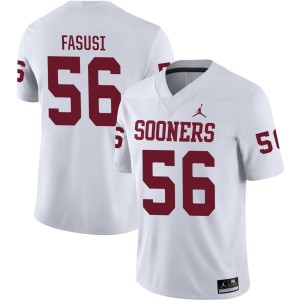#56 Michael Fasusi Oklahoma Sooners White Men Jerseys University College Football