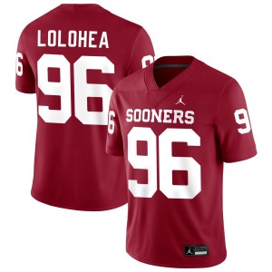 #96 Siolaa Lolohea Oklahoma Sooners Crimson Men's Jersey Replica College Football
