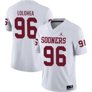 #96 Siolaa Lolohea Boomer Sooner White Mens Jersey Alumni College Football
