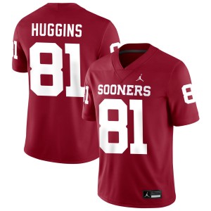 #81 Will Huggins OU Sooners Crimson Men's Jersey NCAA College Football