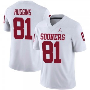 #81 Will Huggins OU White Mens Jerseys Official College Football