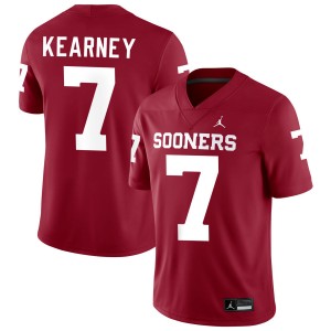 #7 Zion Kearney Sooners Crimson Men's Jerseys University College Football