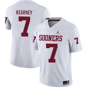 #7 Zion Kearney OU White Mens Jerseys Limited College Football