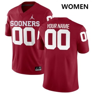 #00 Custom Boomer Sooner Crimson Women Jersey Replica College Football