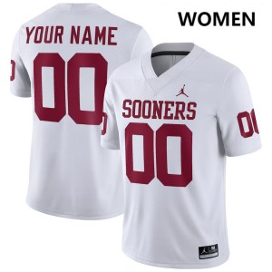 #00 Custom Boomer Sooner White Women's Jersey Official College Football