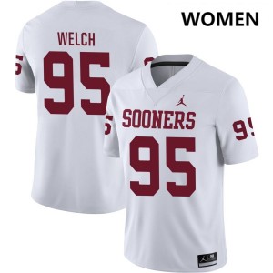 #95 Austin Welch Oklahoma White Women Jersey Game College Football