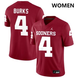 #4 Deion Burks Oklahoma Sooners Crimson Women's Jersey Game College Football