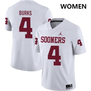 #4 Deion Burks OU Sooners White Women Jersey Replica College Football