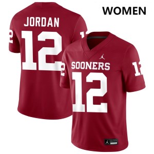 #12 Devon Jordan OU Sooners Crimson Womens Jerseys 2025-26 College Football
