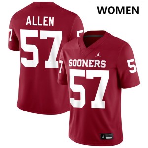#57 Gunnar Allen Oklahoma Crimson Women Jersey Replica College Football
