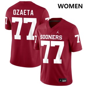 #77 Heath Ozaeta OU Sooners Crimson Womens Jerseys NCAA College Football