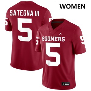 #5 Isaiah Sategna III Oklahoma Crimson Women's Jersey Replica College Football
