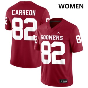 #82 Ivan Carreon Boomer Sooner Crimson Women Jerseys Game College Football
