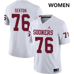 #76 Jacob Sexton Sooners White Women's Jersey 2025-26 College Football