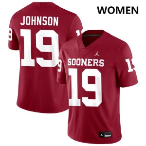 #19 Jacobe Johnson Oklahoma Sooners Crimson Womens Jerseys High School College Football