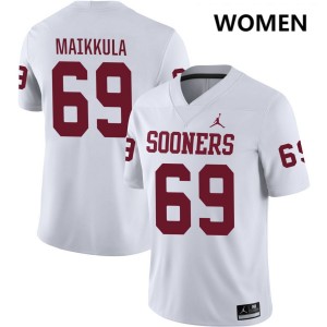 #69 Jake Maikkula Oklahoma White Women's Jersey Stitched College Football