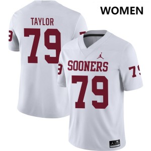 #79 Jake Taylor OU White Womens Jersey 2025 College Football