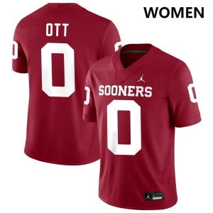 #0 Jaydn Ott Boomer Sooner Crimson Women's Jerseys NCAA College Football