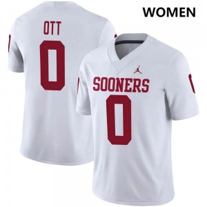 #0 Jaydn Ott Sooners White Women Jersey High School College Football