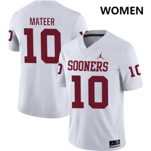#10 John Mateer Sooners White Women Jerseys 2025 College Football