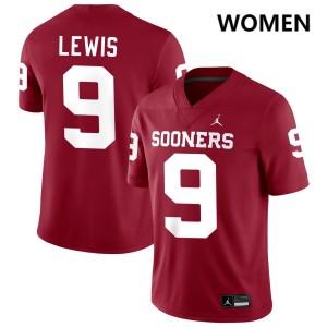 #9 Keontez Lewis Boomer Sooner Crimson Women Jerseys Embroidery College Football