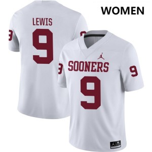 #9 Keontez Lewis OU Sooners White Womens Jersey NCAA College Football