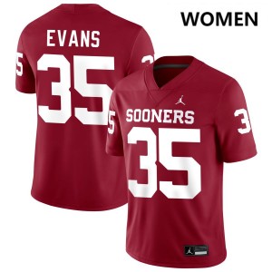 #35 Liam Evans Boomer Sooner Crimson Womens Jersey Player College Football