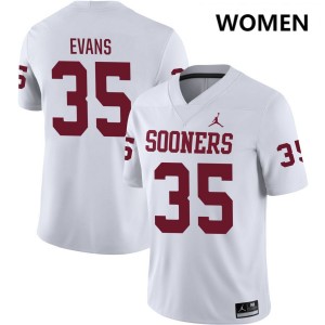#35 Liam Evans Oklahoma Sooners White Women Jerseys Stitched College Football