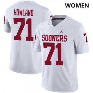 #71 Logan Howland Sooners White Women Jersey Player College Football