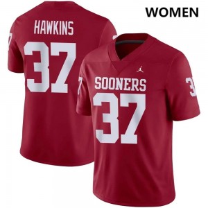 #37 Maliek Hawkins OU Sooners Crimson Womens Jersey High School College Football