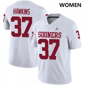 #37 Maliek Hawkins Boomer Sooner White Womens Jersey 2025 College Football