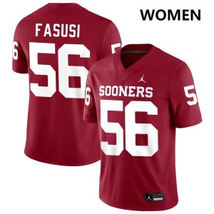 #56 Michael Fasusi Sooners Crimson Women Jerseys 2025-26 College Football