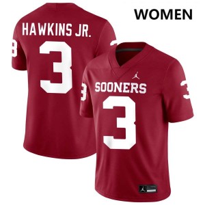 #3 Michael Hawkins Jr. Oklahoma Sooners Crimson Women Jerseys University College Football