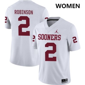 #2 Omarion Robinson Oklahoma Sooners White Womens Jerseys Player College Football
