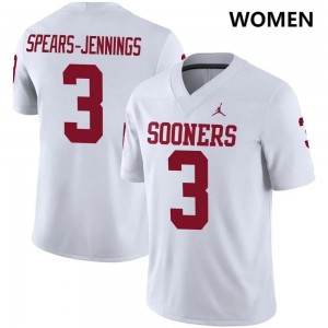 #3 Robert Spears-Jennings Oklahoma Sooners White Women Jerseys Alumni College Football