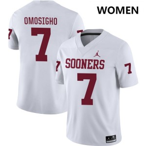 #7 Sammy Omosigho Oklahoma White Women Jerseys Replica College Football