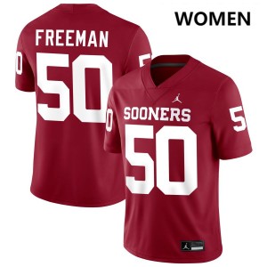 #50 Seth Freeman Oklahoma Sooners Crimson Women Jerseys Game College Football