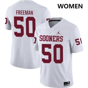 #50 Seth Freeman Oklahoma Sooners White Women Jersey Stitched College Football