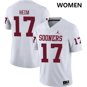 #17 Taylor Heim Oklahoma White Womens Jerseys Game College Football