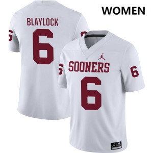 #6 Tory Blaylock Boomer Sooner White Womens Jersey NCAA College Football
